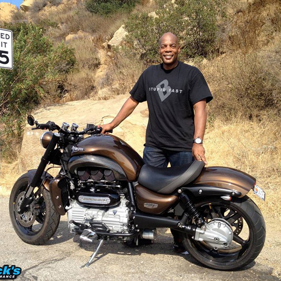 Alonzo Bodden with his motorcycle