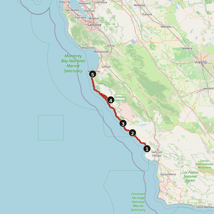 Map of Big Sur on Highway 1