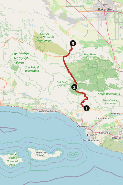 Map of Highway 33 to Maricopa