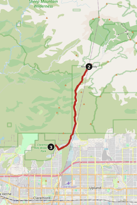 Map of Mount Baldy Road
