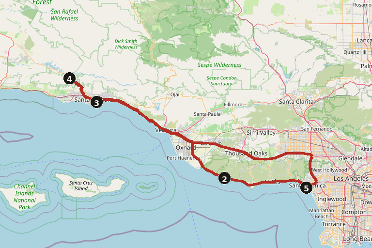 Map of Santa Barbara and San Marcos Pass